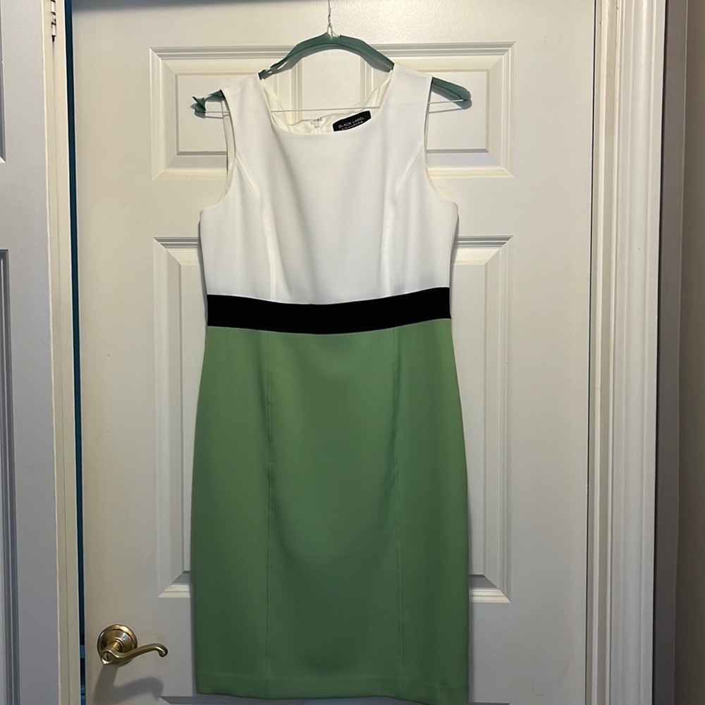 Evan Picone Black Label Dress White/Black/Green